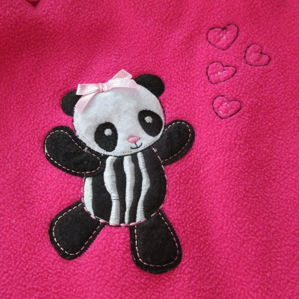 Okie Dokie Fleece Bunting Snowsuit Infant Girls 3-6M Pink Adjustable Straps Bear